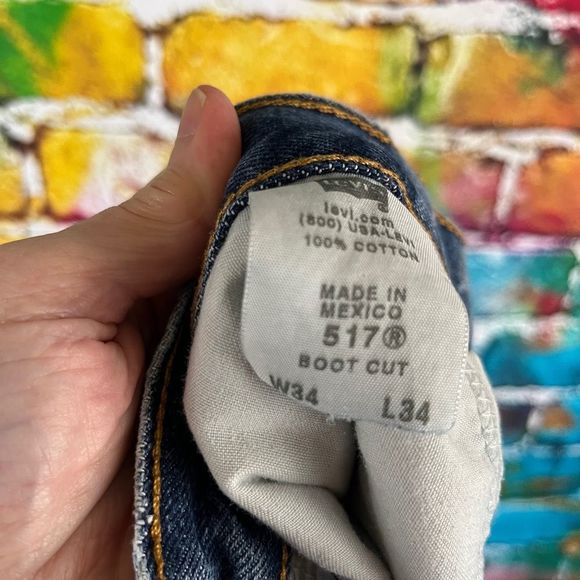 LEVI'S 517 Bootcut 34 x 34 Blue Jeans Men's Made in Mexico Denim - Picture 10 of 10